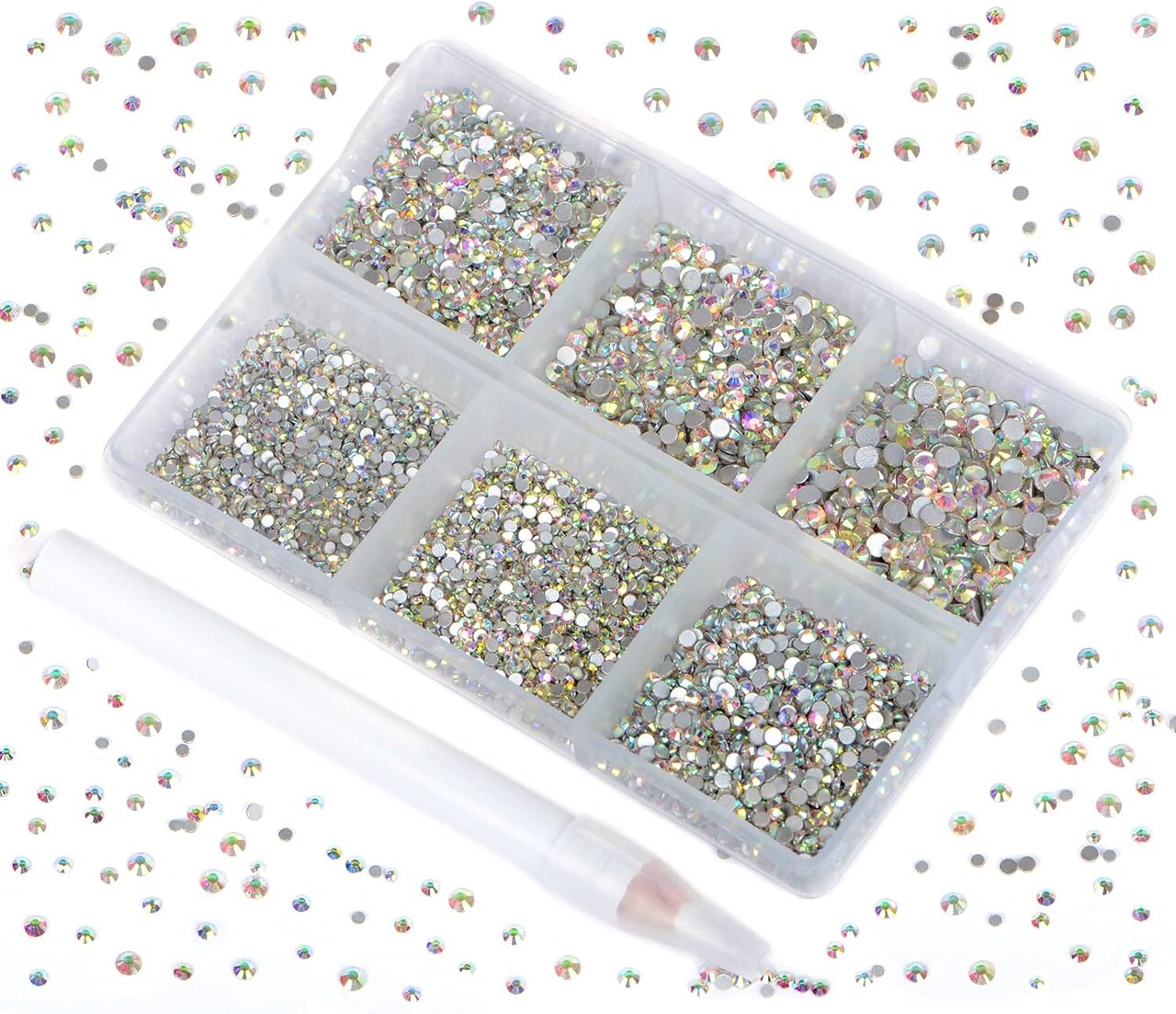 7200 Pieces Glass Rhinestones Round Crystal Gems Flatback - Crystal
